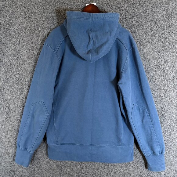 American Giant Moto Full Zip Heavy Cotton Sweatshirt Hoodie Men's Size L - Blue - Picture 4 of 8